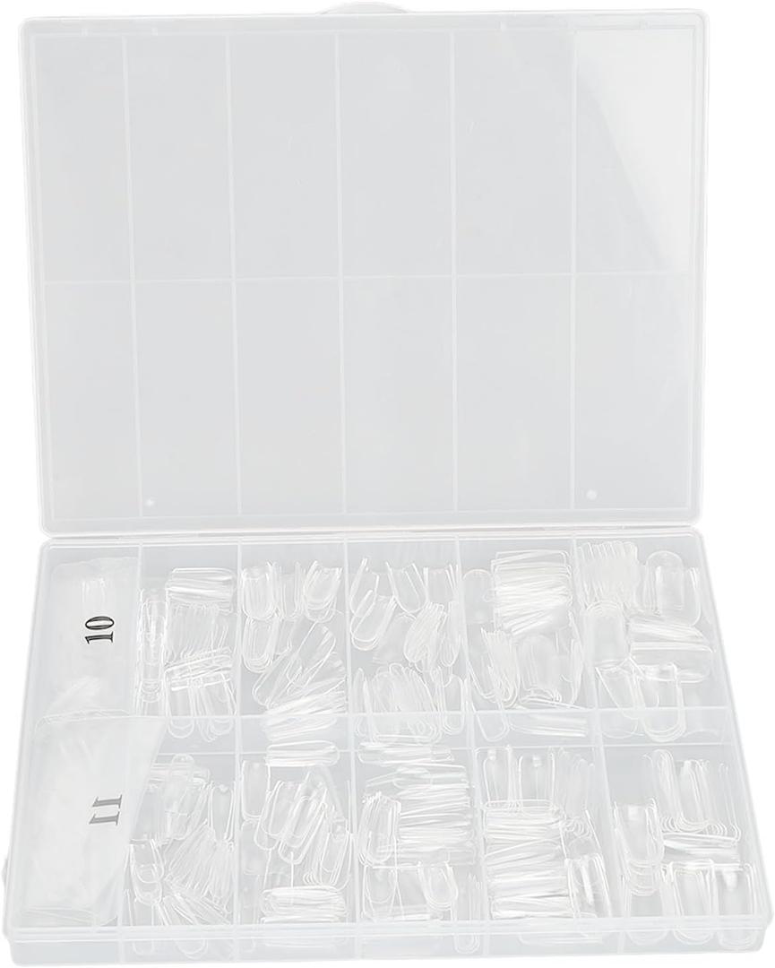 504pcs Fake Nails,DIY Fashionable Artificial Manicure Tip,Transparent Nail Art Tips,Gel x Nails,Suitable for Home Beauty Salon (03#)