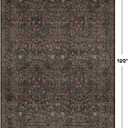 Vintage Dark Brown Living Room Rug, 7x10 Washable Area Rugs for Dining Room Under Table, Bedroom, Oriental Low Pile Stain Resistant Non-Slip Thin Soft Carpet