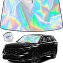 KDM Laser Silver Style Windshield Sun Shade Fit for 2012 2013 2014 2015 Honda Civic,Foldable Front Reflective Windows Sunshade Visor Protector Blocks UV Rays Heat