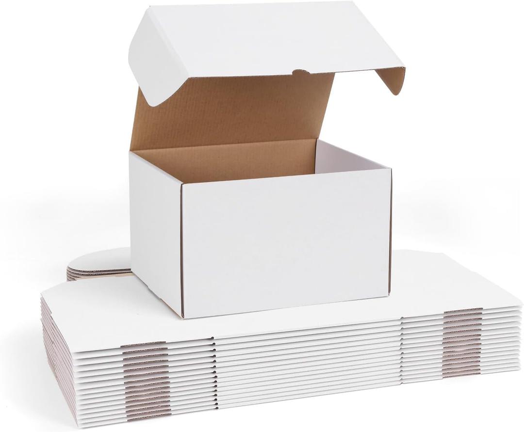 WIFTREY 10x8x6 inches Shipping Boxes White set of 15, 10 x 8 x 6 Corrugated Cardboard Boxes for Packaging Small Business, Moving, Mailing