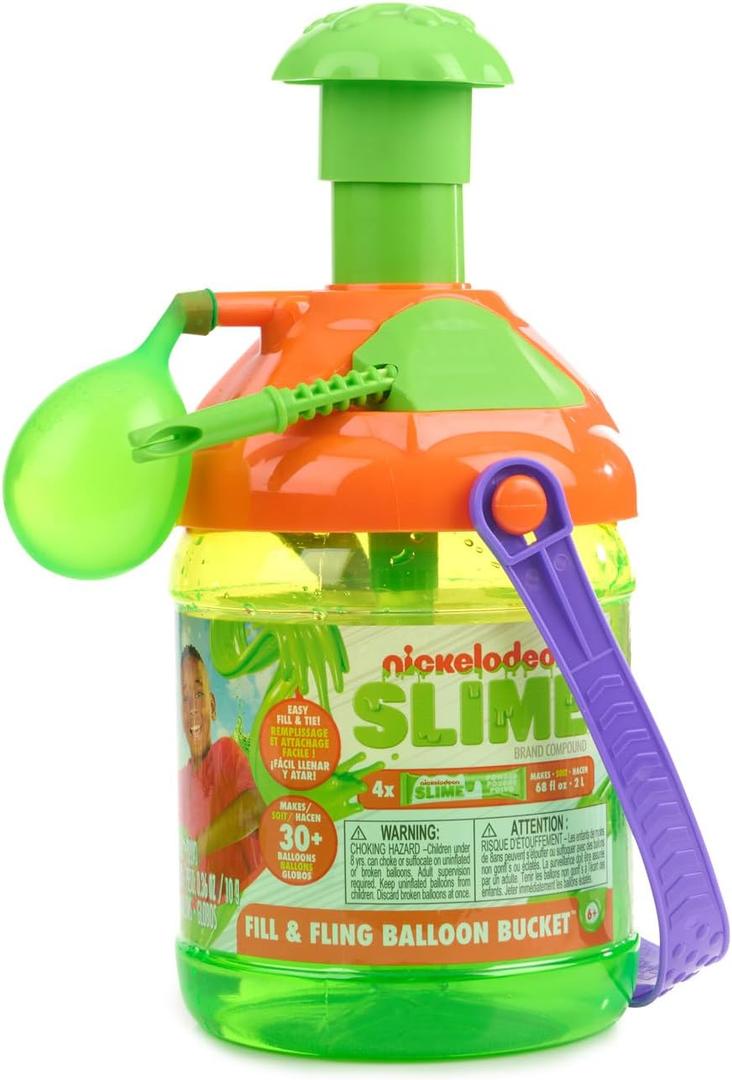 Nickelodeon Slime Compound Fill & Fling Balloon Bucket  Slime Filled Balloons for Gooey Birthday Fun (Non-Toxic and Washable)