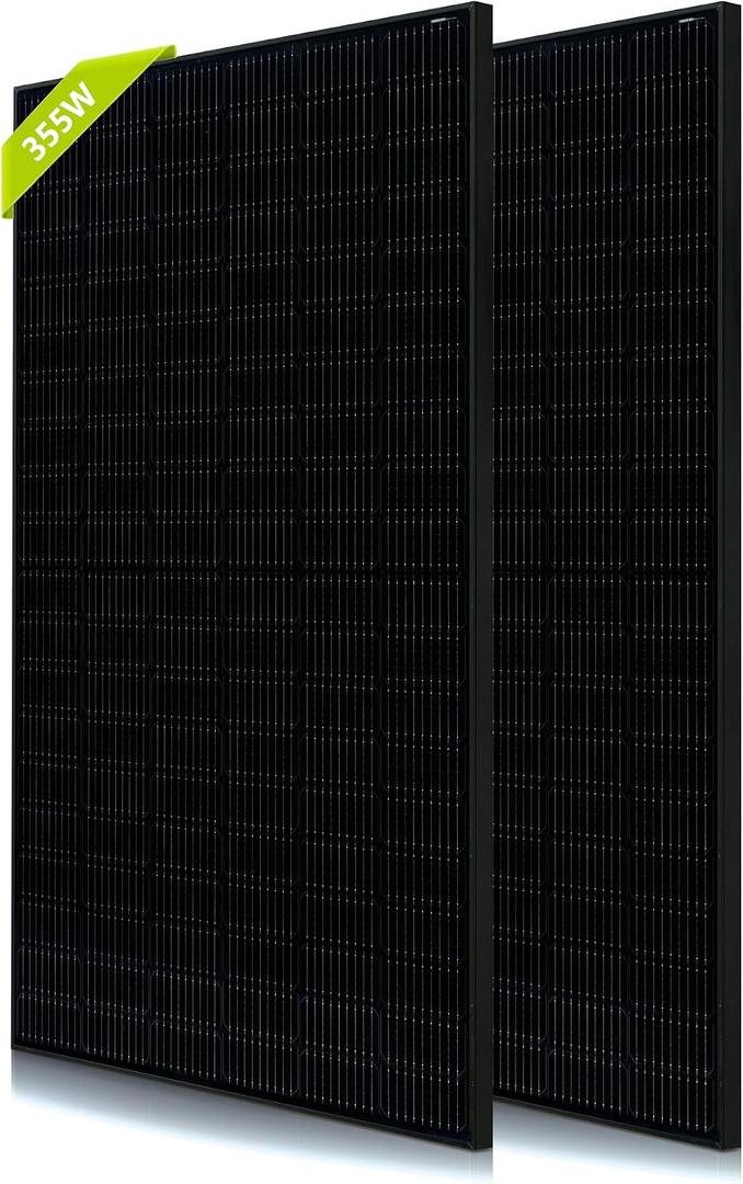 2PCS Solar Panels 360 355 Watt 24 Volt, Total 720W High-Efficiency Half Cell Monocrystalline PV Module Power Charger for RV Marine Rooftop Farm Battery and Other Off-Grid Applications, 2-Pack