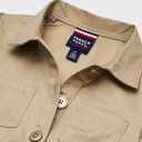 French Toast Girls Twill Safari Shirtdress Dress, Khaki Beige, 12 US