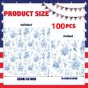 100 Pack Blue Floral Cocktail Napkins Blue and White Floral Toile Paper Napkins Floral Paper Napkins for Bridal Baby Shower,Tea Garden Party,Wedding Floral Birthday Party Supplies Decor (White)