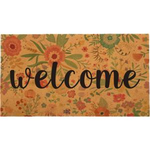 Summer Welcome Door Mat Floral - Front Door Mat Indoor Outside Entrance - Home Doormat 1'5" x 2'5" Non Slip Coir Colorful Flower Welcome Doormat