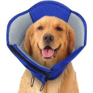 SUNFURA Dog Cones for Large Dogs, Soft Pet Cone Stop Licking After Surgery, Adjustable Pet E-Collar Alternative for Wound Healing, Blue, X-Large