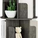 OTK Rotating Bookshelf, 360 Display Standing Book Shelf Organizer, 4 Tier Wooden Corner Bookshelves for Small Space, Small Bookcase Storage Rack for Kids' Room, StudyRoom, Bedroom, Black Oak