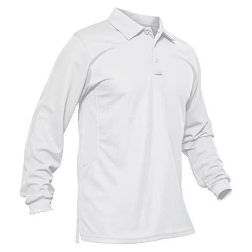 MAGCOMSEN Polo Shirts for Men Long Sleeve Mens Golf Shirts T Shirts Fishing Shirts Work Shirts for Men Casual Shirts Summer Shirts Golf Polo Shirts for Men White XL