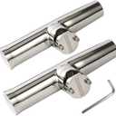 Amarine Made 2 Pcs Fishing Rod Holder, Stainless Tournament Style Clamp on Rod Holder, Rail Mount Fishing Pole Holder for Rails 7/8" to 1"