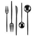 Black Silverware Set, KassKa 40 Pieces Flatware Cutlery Set, Stainless Steel Utensils Set Spoon Fork Knives Set for Home Restaurant and Kitchen, Mirror Polished Finished, Service for 8