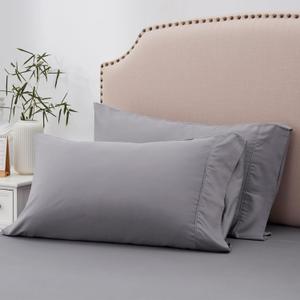 ACCURATEX Cooling Pillow Cases Queen Size Set of 2, Rayon Derived from Bamboo Pillowcases, Soft Breathable Pillow Case with Envelop Closure, Silky Pillowcase for Hair and Skin, Grey,20x30 inches (Gray)