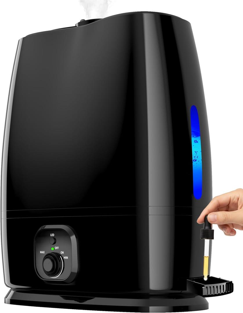 Everlasting Comfort 6L Humidifiers for Bedroom, Quiet 50HR Runtime No-Filter Supersized Cool Mist Humidifier Large Room for Whole House, Plants, Baby Nursery, Allergies, Dry Skin, Congestion, Indoor (Black)