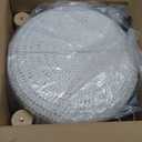 Wimarsbon Pouf Ottoman, 100% Cotton Knitted Boho Footstool, Round Footrest with Non-Skid Wood Legs, Home Dcor Handmade Pouffe, Leisure Floor Step Stool for Living Room (High Storage Beige)