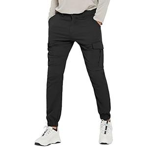 PULI Men's Waterproof Hiking Pants, Slim Fit Cargo Joggers, Stretch Quick Dry Outdoor Pants with Pockets, 34