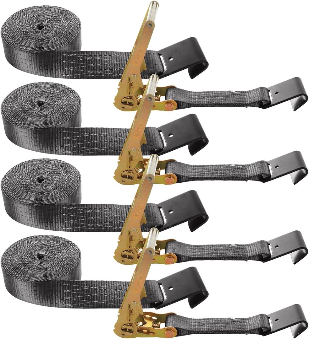 DAJAVE 4 Pack Flat Hook Ratchet Straps-2 Inch Ratchet Straps Heavy Duty 20ft Tie Down Straps Ratchet-10000 LBS Break Strength -Cargo Ratchet Strap for Moving, Flatbed, Truck, Trailers, Black