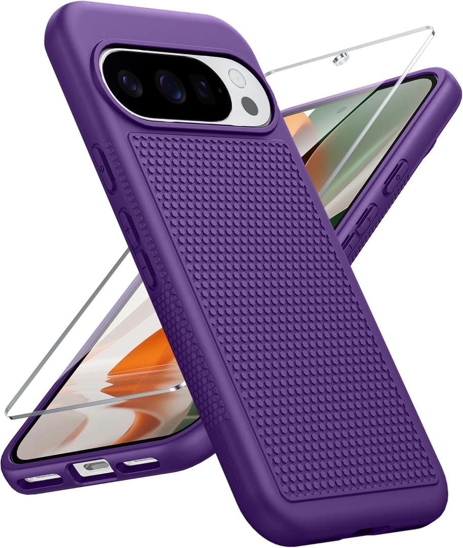 FNTCASE for Google Pixel 10-Pro-XL Case: Pixel 9 Pro XL Shockproof Protective Lightweight Duty Cell Phone Cover Rugged with Non Slip Textured Back - Military Protection Bumper Tough, Purple