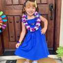 Vieille Girls Summer Dress Kids Tie Back Ruffle Sundress Casual Sleeveless Dresses 3-8 Years (Blue)