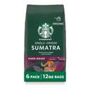 Starbucks Ground Coffee, Dark Roast Hot or Iced Coffee, Single-Origin Sumatra, Six 12 oz Bags, BB Date: 06/26/26