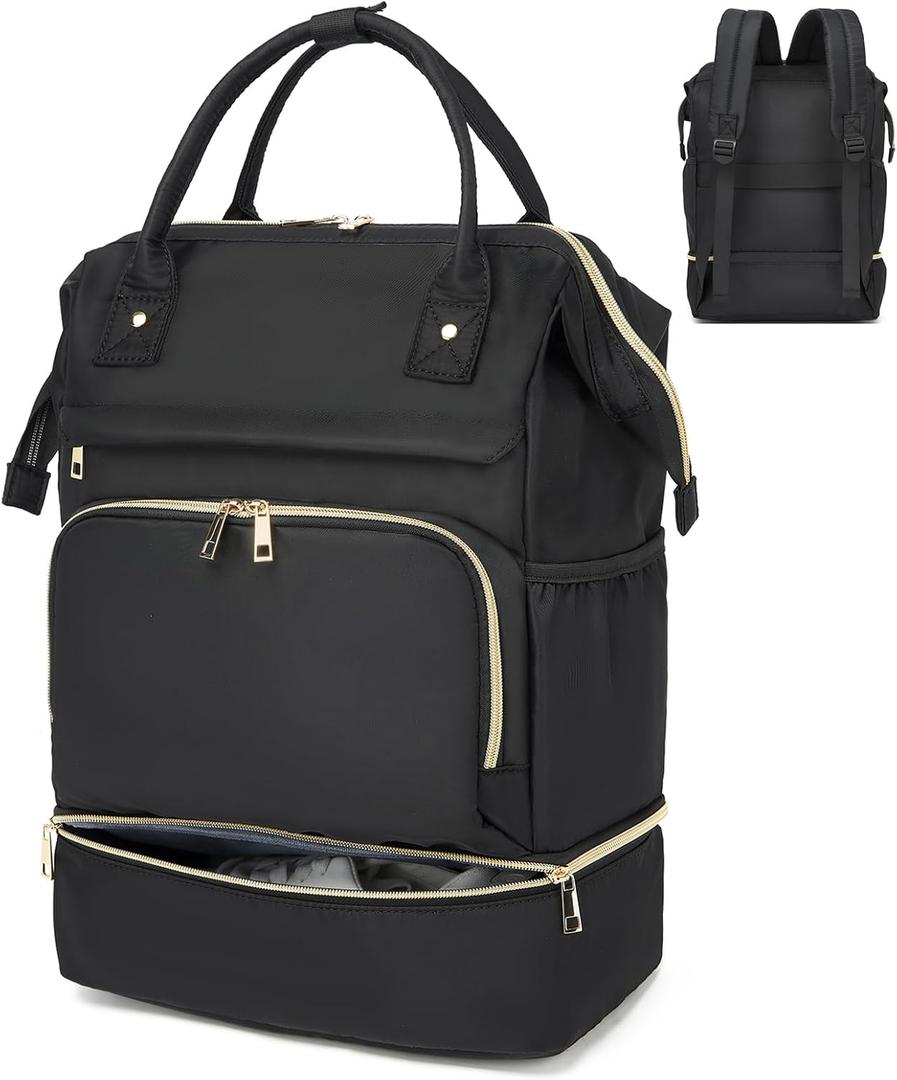 seyfocnia Gym Backpack for Women,Gym Bag with Shoe Compartment Lightweight Travel Workout Sports Backpack Womens Black