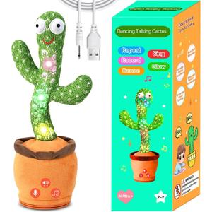 Rechargeable Baby Toys 3-6 6-12 12-18 Months Dancing Talking Cactus, Toddler Boys Girls Gifts for 2 3 4 5 6 7 8 9 10 Month Old Baby Toy Singing Mimicking Recording Repeating and 120 English Songs