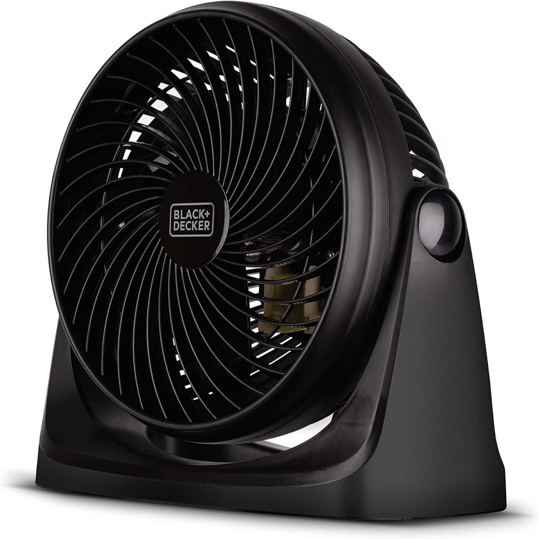 BLACK+DECKER 7-Inch Portable Turbo Fan, 3-Speed Settings, Desktop Personal Cooling for Table with 90 Tilt Angle Fan Head, Lightweight for Bedroom or Office, BFTU107, Black BLACK+DECKER 7-Inch Portable Turbo Fan, 3-Speed Settings, Desktop Personal Cooling for Table with 90 Tilt Angle Fan Head, Lightweight for Bedroom or Office, BFTU107, Black