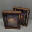 EXYGLO 2 Pack 5x7 Rustic Rotating Floating Picture Frames, Photo Frames for Vertical or Horizontal Tabletop Display, Brown