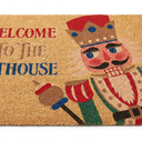 Lanpn Christmas Welcome Natural Coir Door Mat, Nutcracker Large Coco Front Door Outdoor Doormat Outside Entrance Porch Non Slip Rubber Rug Winter Xmas Farmhouse Decor (Pink, 36x24 inch)