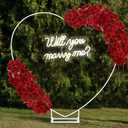 VIHOSE 6.6ft Large Metal Heart Arch Stand and Will You Marry Me LED Neon Light Sign Wedding Hanging Wall Decor for Proposal, Bridal, Engagement and Birthday Party(White)