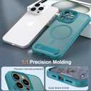 Magnetic Compatible with iPhone 15 Pro Max Case, [Built-in Kickstand][Full Camera Protection][Compatible with MagSafe][Anti-Fingerprint] Shockproof Phone Case for iPhone 15 Pro Max 6.7",Lake Blue