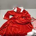 Women's Christmas Costume Set Velvet Dresses Party Dresses Women's Christmas Gowns Christmas Hat Gloves for Cosplay Size L