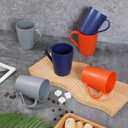 4 x Coffee Mugs Set of 6, 12 Ounce Unbreakable Coffee Cups with Handle, 3 Basic Colors, Reusable Plastic Mugs Dishwasher Safe