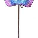 DREAM GARDEN Glass Bird Bath for Outdoors, Garden Birdbaths Birdfeeder with Metal Stake for Outside Yard Lawn, Purple