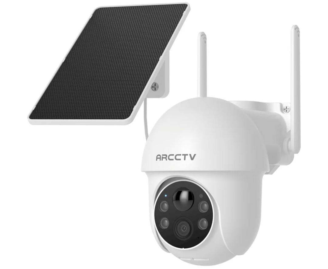 Solar Security Cameras Wireless Outdoor, 4MP 360° View Battery Powered Outdoor Camera, Night Vision with Spotlight, 2-Way Audio, PIR Motion Sensor, 2.4G/5G Dual Band WiFi, SD/Cloud Storage