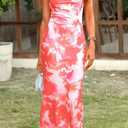 PRETTYGARDEN Women's 2026 Summer Floral Spaghetti Strap Maxi Dress Stretch Sexy Bodycon Dress Backless Slip Long Dresses (Pink)