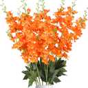 Orange Delphinium Artificial Flowers,8PCS Long Stem Silk Larkspur Flowers 33.5'' Faux Delphinium Stems for Tall Vase Home Wedding Table Decor(Orange)
