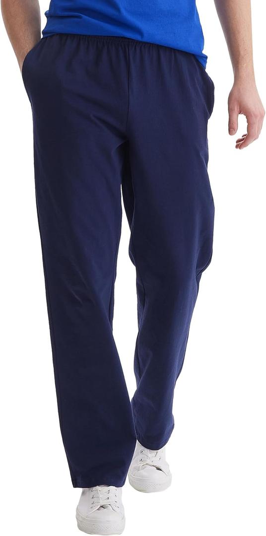 Hanes Men's Essentials Jersey Sweatpants, Cotton Lounge Pants with Pockets for Men (Navy, Small)