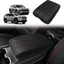 Center Console Armrest Cover Fit for GMC Acadia & Chevrolet Chevy Traverse 2024-2026 Accessories, Comfort Armrest Pad Console Lid Cushion Vegan Leather Regular Thick (Black/Red Trim)