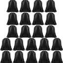 FEPITO 22 Pack Drawstring Bags String Backpack Bulk School Backpack Bag Sack Cinch Bag Sport Bags for Gym Traveling (Black)