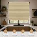 Pleated Blinds Adhesive No Drill Adjustable Height with Clips Cordless Full Blackout Window Shades for Bedroom Windows Renters Temporary Use Curtain Adhesive Type_Rectangular_24"W x 59"H_6Pcs