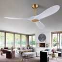 52" Ceiling Fan with Remote Control No Lights,Modern Reversible DC Motor Indoor Outdoor 3 Blades Ceiling Fans for Patio Bedroom Living Room(Gold+White)