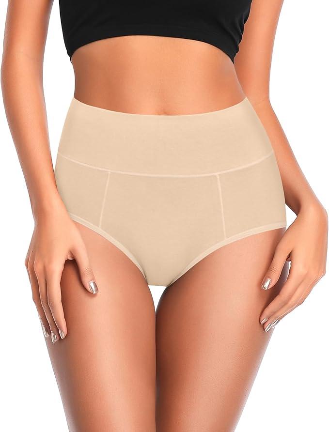 Chieprebra Tummy Control Underwear Soft High Waisted underwear Full Coverage Briefs Breathable Postpartum Cotton Womens Panties, M