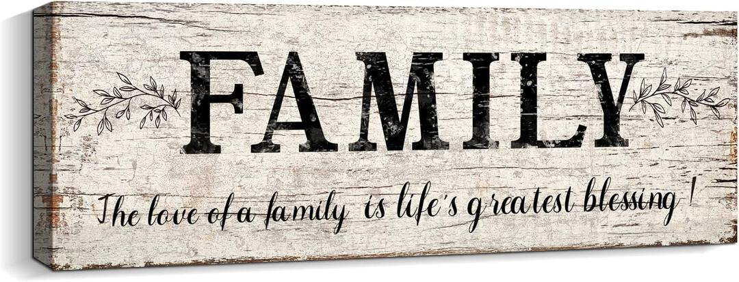 Family Signs Wall Decor Quote Words Wall Plaques Family Framed Wall Art Vintage Retro Artwork Decoration for Bedroom Living Room Home (6 X 17 inch)