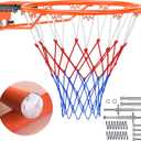 Basketball Rim, 18" Replacement Wall Mounted Outdoor Basketball Hoop, Heavy Duty Solid Steel, Double Spring Basketball Hoop Rim with All Weather Net for Indoor and Outdoor Hanging