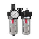 Compressed Air Filter Regulator Lubricator Combo Airtac BFC3000 3/8''NPT 0-140 PSI with Pressure Gauge Semi-Auto Drain 3 in 1 Two FR.L Unit
