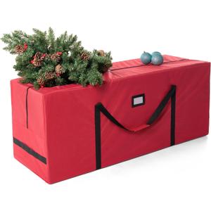 JOIEDOMI Christmas Tree Storage Bag - for 7.5 ft Artificial Disassembled Holiday Tree - Heavy Duty 900D Oxford Fabric Waterproof Xmas Tree Bag with Durable Reinforced Handles & Dual Zipper, Red