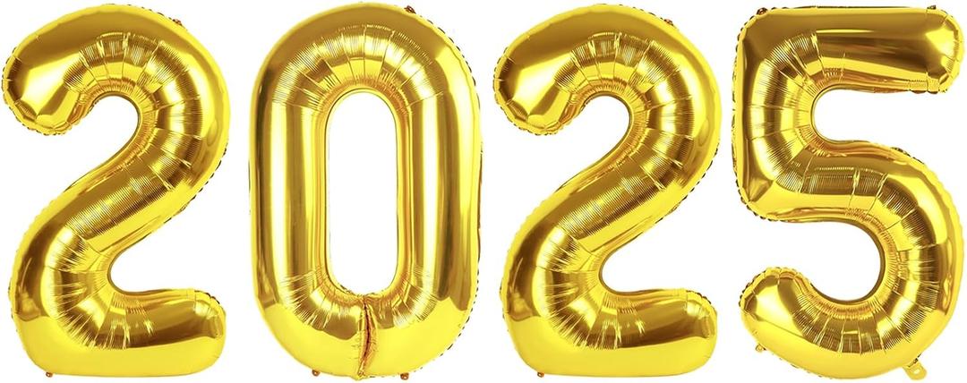 40 Inch 2025 Numbers Balloons, 2025 Gold Balloons, Happy New Year Balloons for 2025 New Year Eve Party Supplies, New Years Decorations, Christmas, Graduations, Birthday, Gold