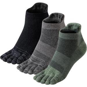 Merino Wool Toe Ankle Hiking Socks Compression Support Breathable Thick Cushion No Show Socks for Women&Men 3 Pairs, (US, Alpha, Medium, Regular, Regular, Dark)