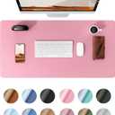 YSAGi Leather Desk Protector, Office Mat, Large Mouse Mat, Non-Slip PU Leather Blotter, Laptop Desk, Waterproof Writing Pad for Office and Home (Pink, 31.5" x 15.8")