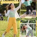 YooAurvox 4 Pack Girls' Capri Pants Wide Legs Capris with Pockets Elastic Waist Workout Yoga Pants Loose Sweatpants for Kids(Black, Light Heather Gray, Blue Green, Bright Yellow,13-14 Years)