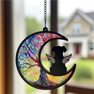 2 x Ettonsun Dog Memorial Suncatcher Dog Memorial Gifts Passing Away Loss Remembrance Death Sympathy Gift (D)